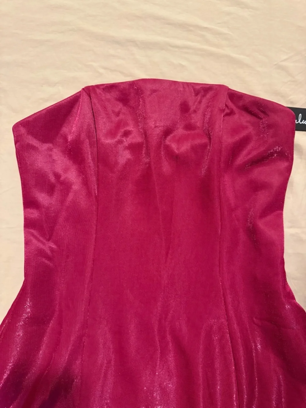 Lulu's Stunning Reputation Shiny Magenta Mini Dress With Pockets - Picture 5 of 12
